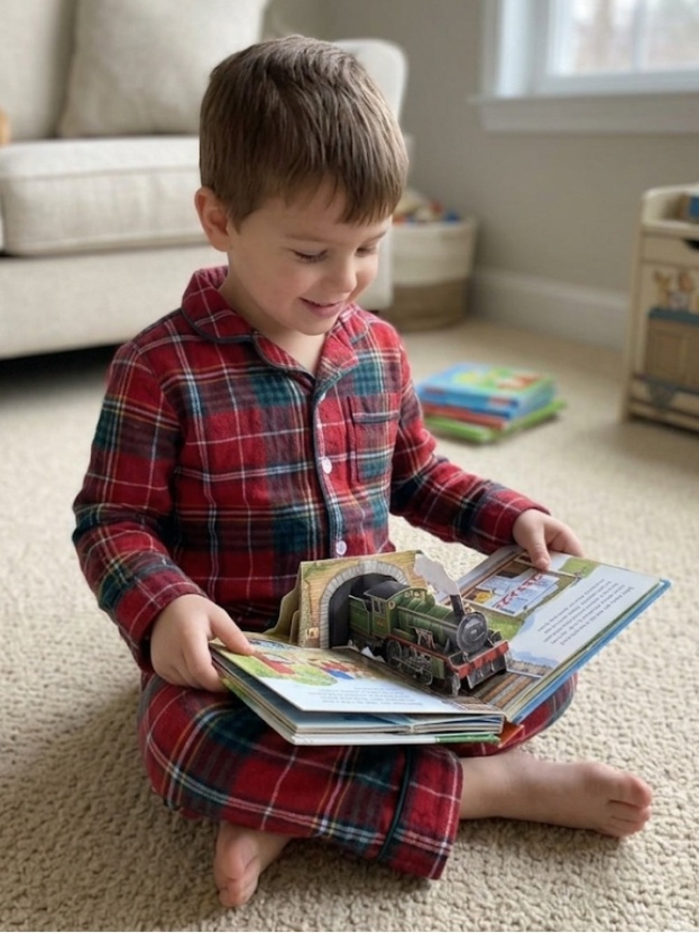 The Company Store Kids’ Red Plaid Button-Up Pajama Set - Classic Holiday Style
